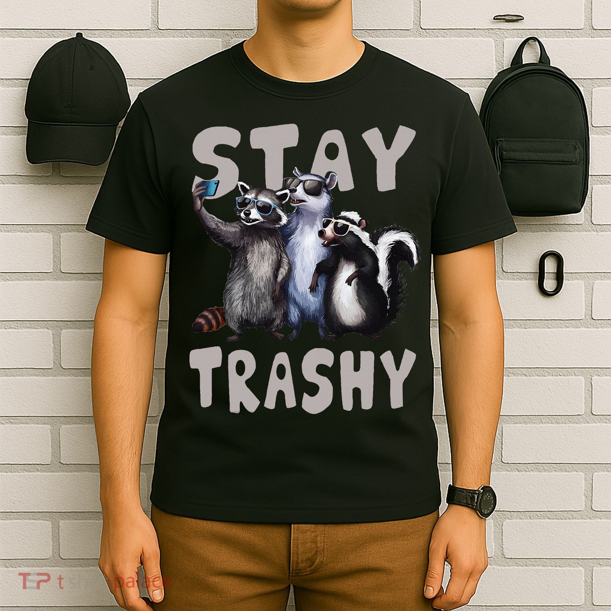 Stay Trashy Funny Raccoon Opossum Skunk T-Shirt