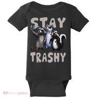Stay Trashy Funny Raccoon Opossum Skunk Baby Bodysuit thumb 0