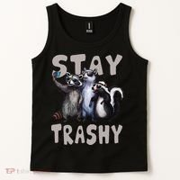 Stay Trashy Funny Raccoon Opossum Skunk Tank Top thumb 2