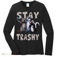 Stay Trashy Funny Raccoon Opossum Skunk Women's Long Sleeve Shirt thumb 0