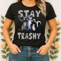 Stay Trashy Funny Raccoon Opossum Skunk Women's T-Shirt thumb 2