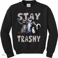 Stay Trashy Funny Raccoon Opossum Skunk Kids Sweatshirt thumb 0