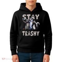 Stay Trashy Funny Raccoon Opossum Skunk Kids Hoodie thumb 4
