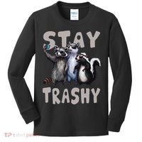 Stay Trashy Funny Raccoon Opossum Skunk Kids Long Sleeve Shirt thumb 0