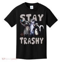 Stay Trashy Funny Raccoon Opossum Skunk Kids T-Shirt thumb 0