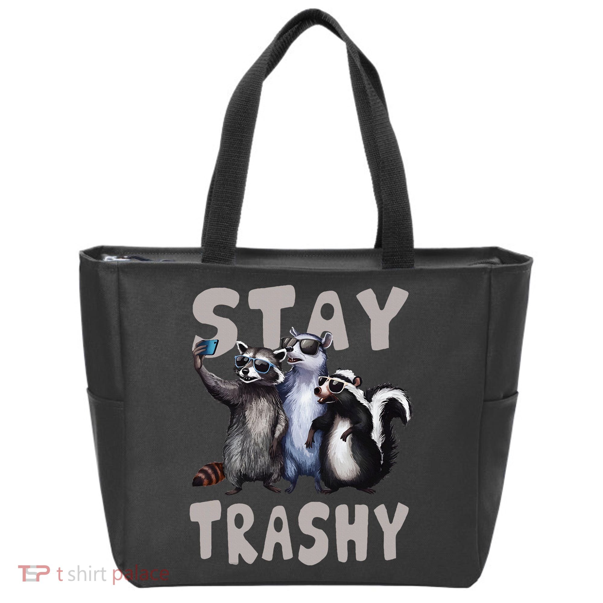 Stay Trashy Funny Raccoon Opossum Skunk Tote Bag