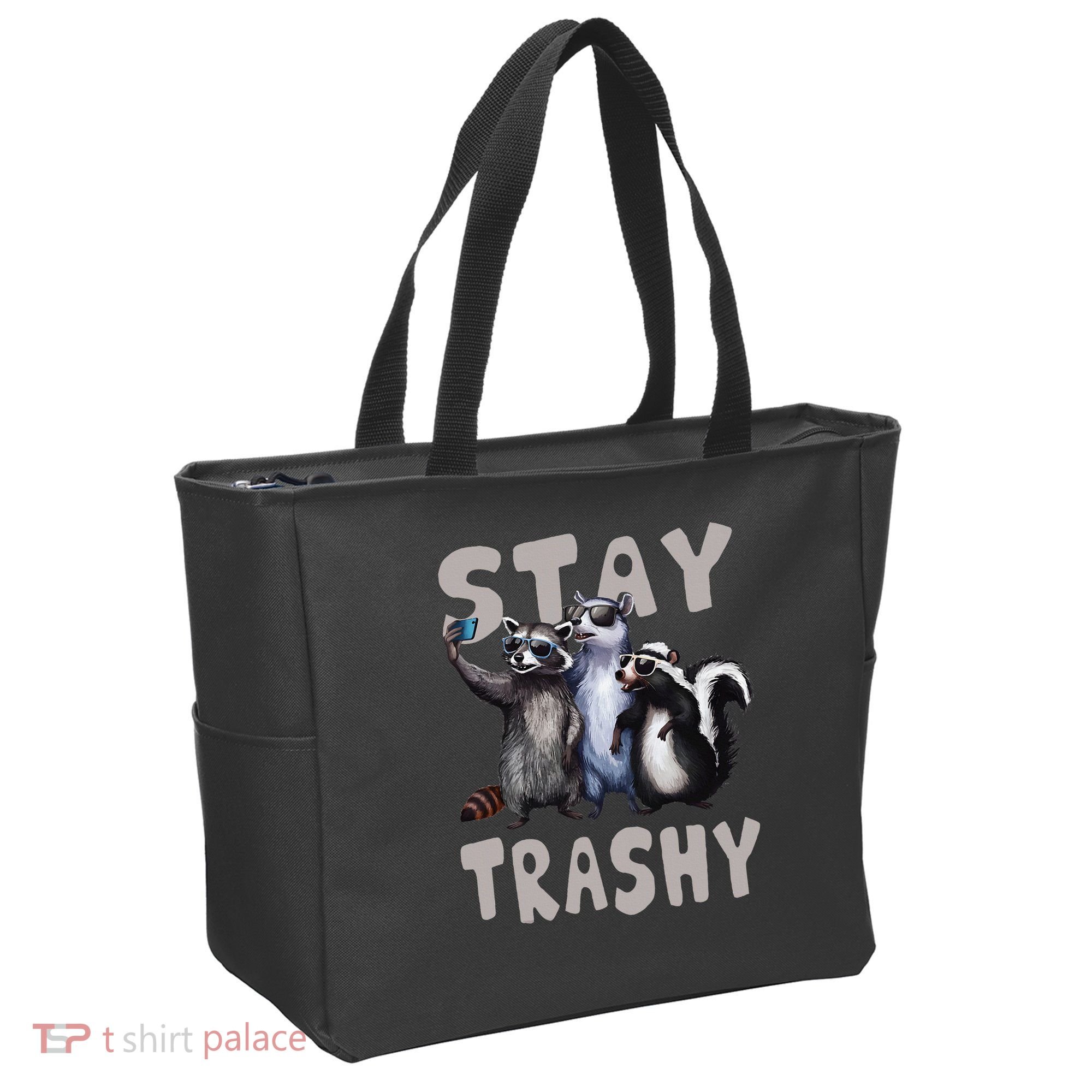 Stay Trashy Funny Raccoon Opossum Skunk Tote Bag