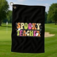 Spooky Teacher Festive Halloween Cute Golf Towel thumb 1