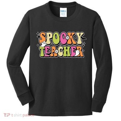 Spooky Teacher Festive Halloween Cute Kids Long Sleeve Shirt