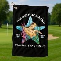 Stay The Gulf Of Mexico Be Salty And Resist Turtle Golf Towel thumb 1