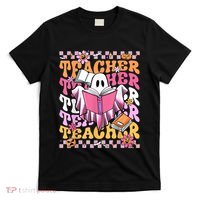 Spooky Teacher Ghost Halloween Groovy Retro Trick Or Teach T-Shirt thumb 0
