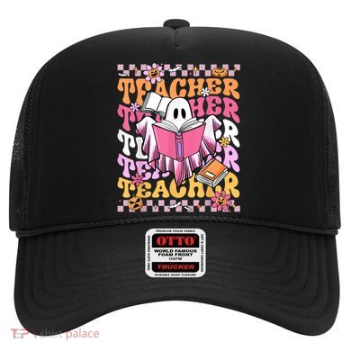 Spooky Teacher Ghost Halloween Groovy Retro Trick Or Teach Hat