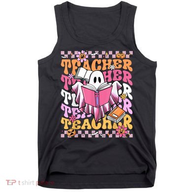 Spooky Teacher Ghost Halloween Groovy Retro Trick Or Teach Tank Top