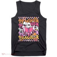 Spooky Teacher Ghost Halloween Groovy Retro Trick Or Teach Tank Top thumb 0