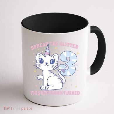 Spread The Glitter This Kitticorn Turned 3 Birthday Gift Coffee Mug back