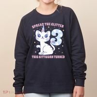 Spread The Glitter This Kitticorn Turned 3 Birthday Gift Women's Sweatshirt thumb 0