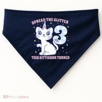 Spread The Glitter This Kitticorn Turned 3 Birthday Gift USA-Made Doggie Bandana thumb 0