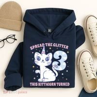 Spread The Glitter This Kitticorn Turned 3 Birthday Gift Hoodie thumb 4