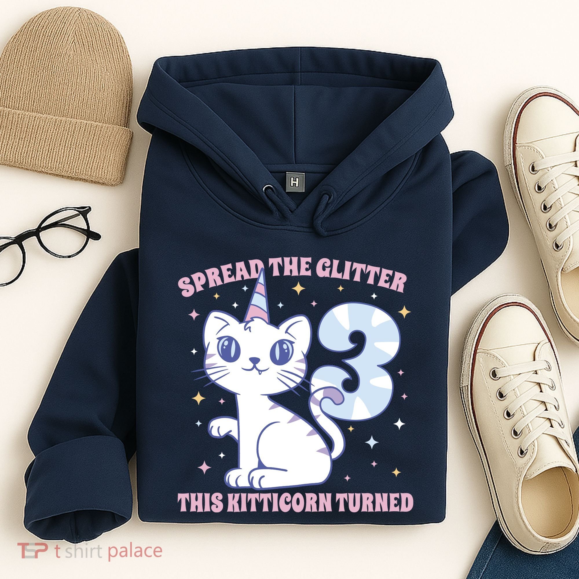 Spread The Glitter This Kitticorn Turned 3 Birthday Gift Hoodie