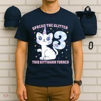 Spread The Glitter This Kitticorn Turned 3 Birthday Gift T-Shirt thumb 6