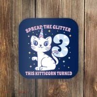Spread The Glitter This Kitticorn Turned 3 Birthday Gift Coaster thumb 0