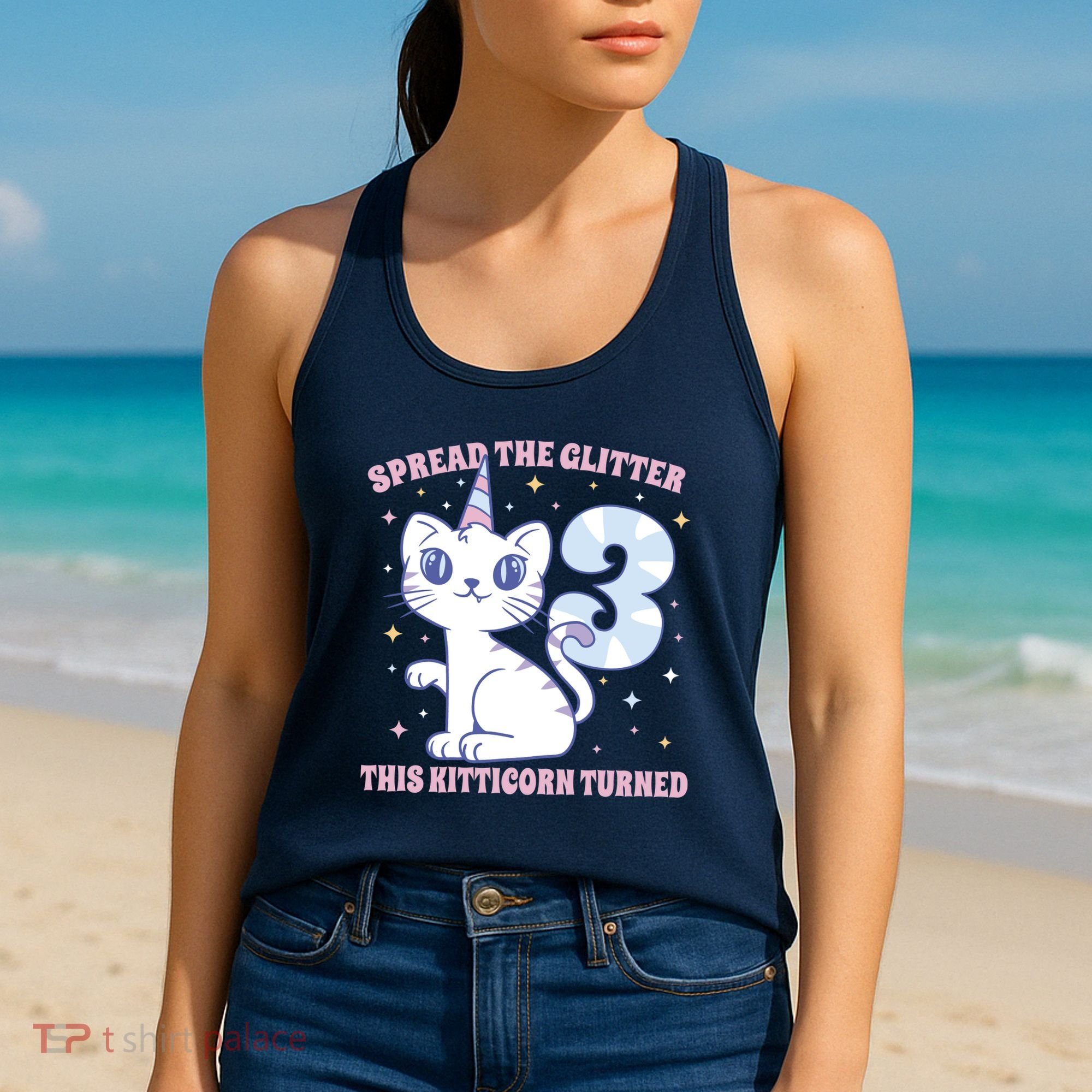Spread The Glitter This Kitticorn Turned 3 Birthday Gift Women's Tank Top