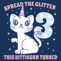 Spread The Glitter This Kitticorn Turned 3 Birthday Gift Baby Bodysuit thumb 2