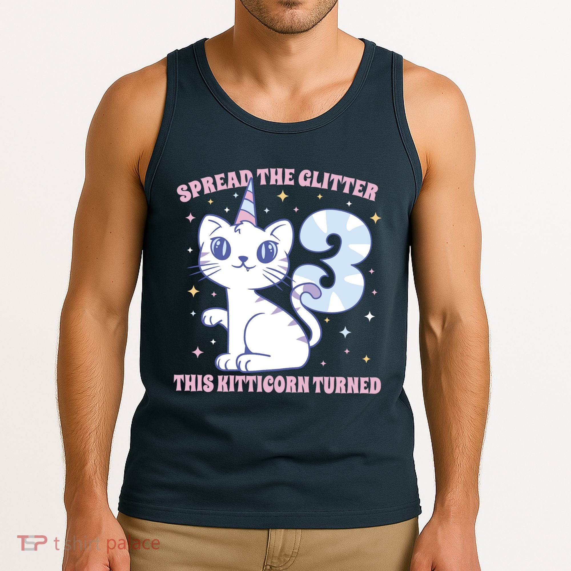 Spread The Glitter This Kitticorn Turned 3 Birthday Gift Tank Top