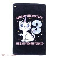 Spread The Glitter This Kitticorn Turned 3 Birthday Gift Golf Towel thumb 0