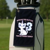 Spread The Glitter This Kitticorn Turned 3 Birthday Gift Golf Towel thumb 2