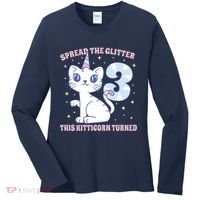 Spread The Glitter This Kitticorn Turned 3 Birthday Gift Women's Long Sleeve Shirt thumb 0