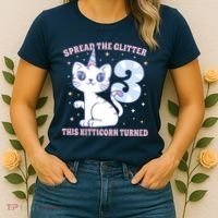 Spread The Glitter This Kitticorn Turned 3 Birthday Gift Women's T-Shirt thumb 2