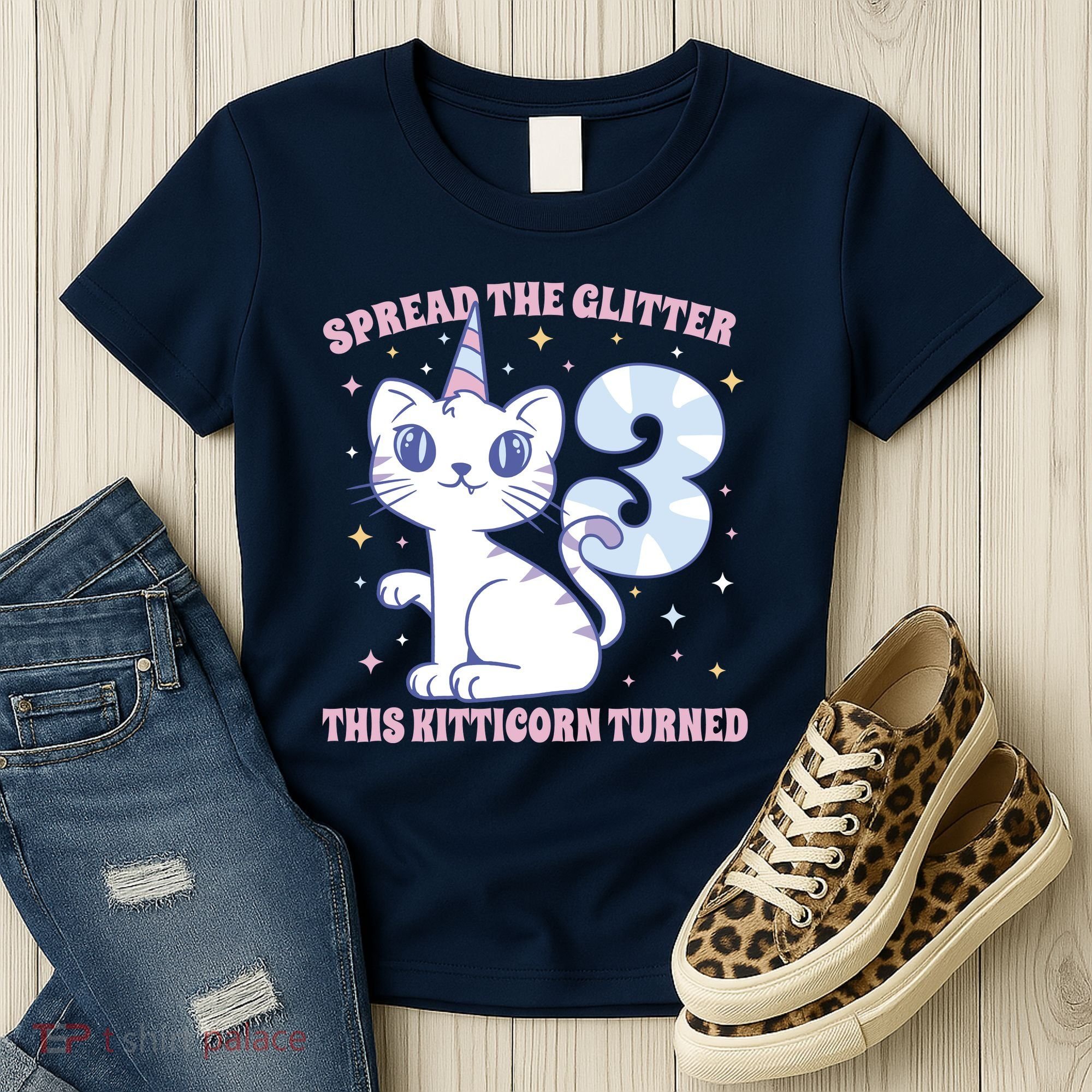 Spread The Glitter This Kitticorn Turned 3 Birthday Gift Women's T-Shirt