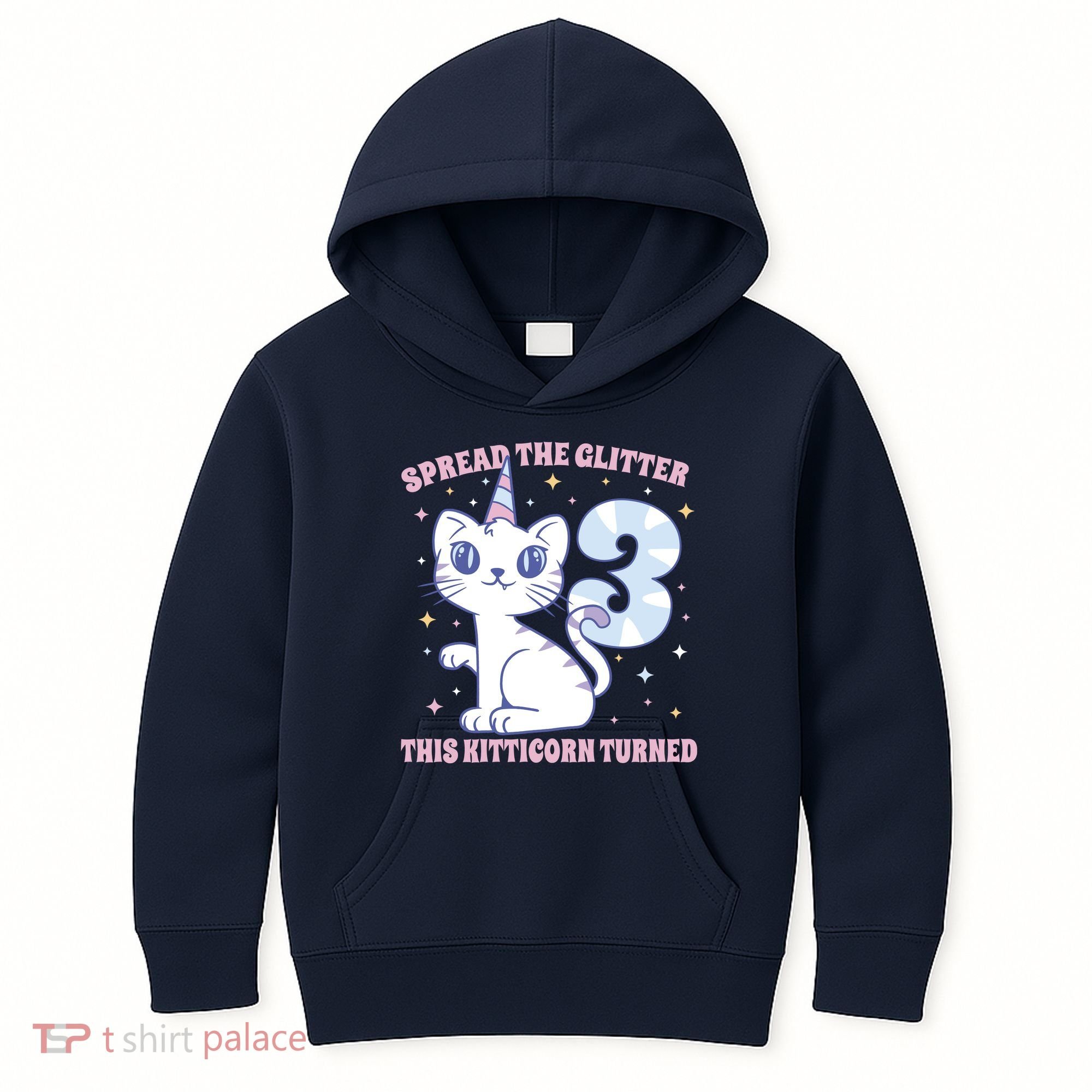 Spread The Glitter This Kitticorn Turned 3 Birthday Gift Kids Hoodie