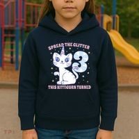 Spread The Glitter This Kitticorn Turned 3 Birthday Gift Kids Hoodie thumb 3