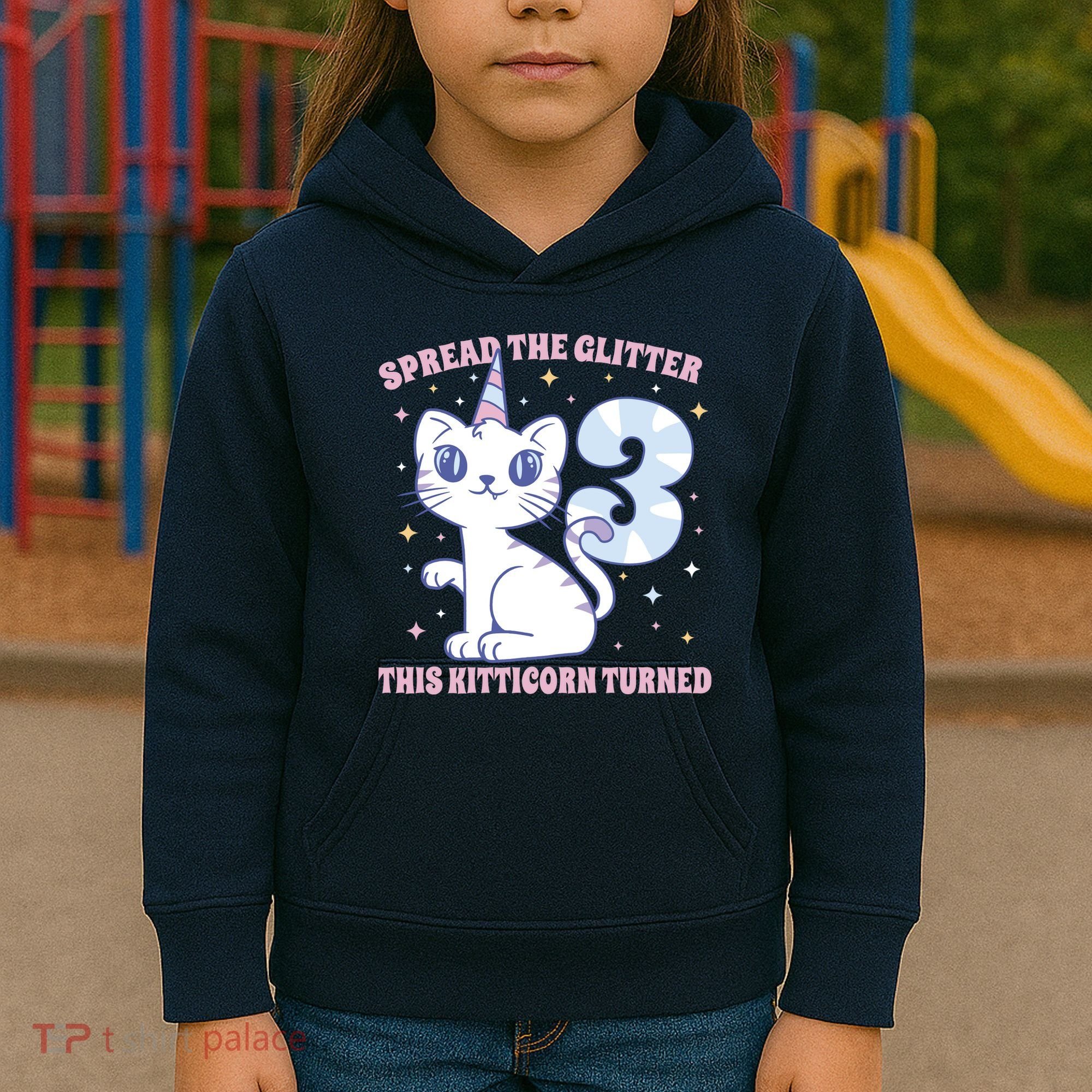 Spread The Glitter This Kitticorn Turned 3 Birthday Gift Kids Hoodie