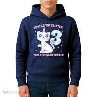 Spread The Glitter This Kitticorn Turned 3 Birthday Gift Kids Hoodie thumb 4