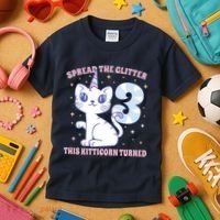 Spread The Glitter This Kitticorn Turned 3 Birthday Gift Kids T-Shirt thumb 3