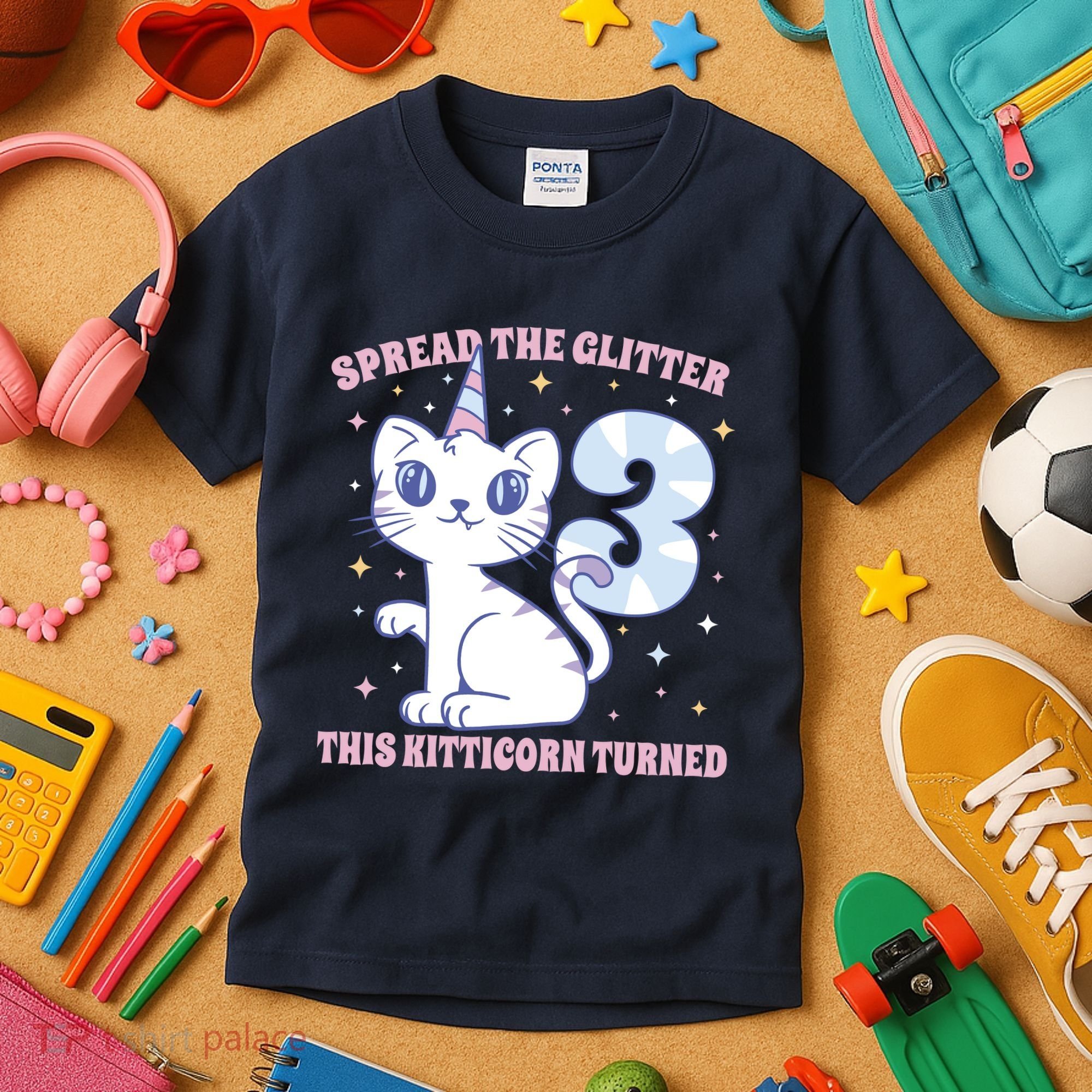 Spread The Glitter This Kitticorn Turned 3 Birthday Gift Kids T-Shirt