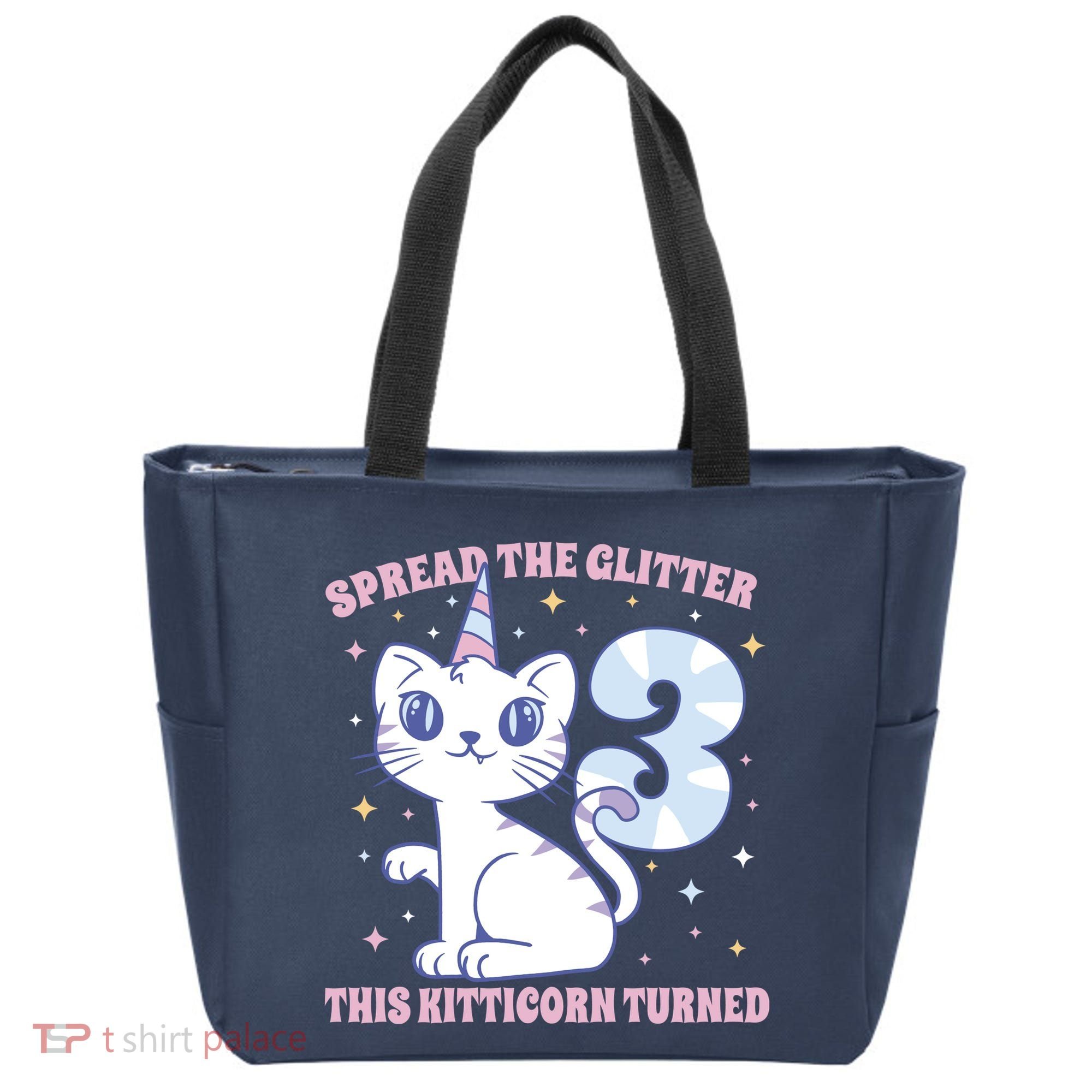 Spread The Glitter This Kitticorn Turned 3 Birthday Gift Tote Bag