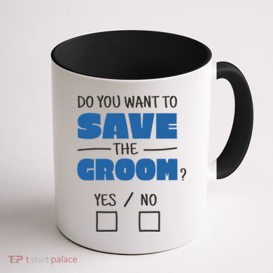 Save The Groom Funny Bachelor Coffee Mug back
