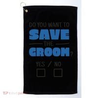 Save The Groom Funny Bachelor Golf Towel thumb 0