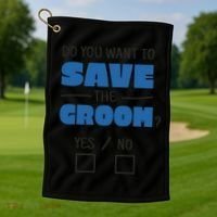 Save The Groom Funny Bachelor Golf Towel thumb 1
