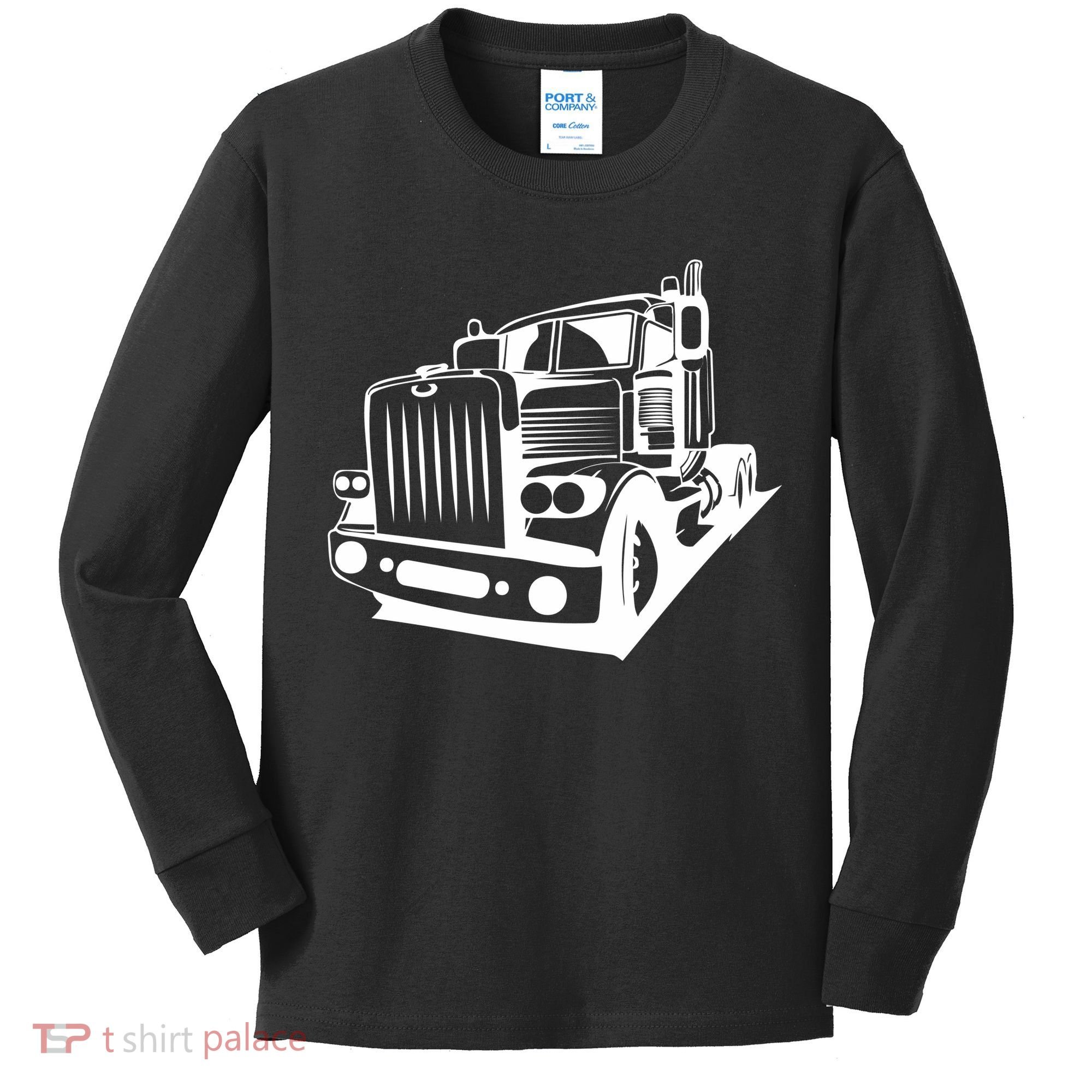Semi Truck Gift For Truck Driver Kids Long Sleeve Shirt