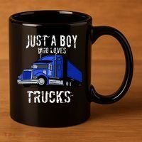 Semi Truck Gift Just A Boy Who Loves Trucks 11oz C Handle Ceramic Mug thumb 3
