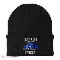 Semi Truck Gift Just A Boy Who Loves Trucks Beanie thumb 0