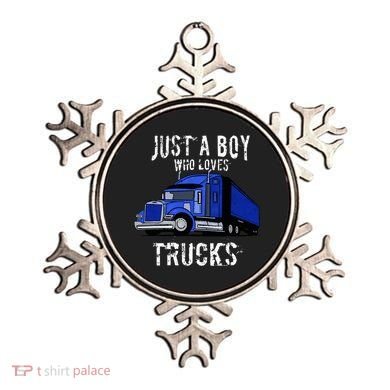 Semi Truck Gift Just A Boy Who Loves Trucks Ornament