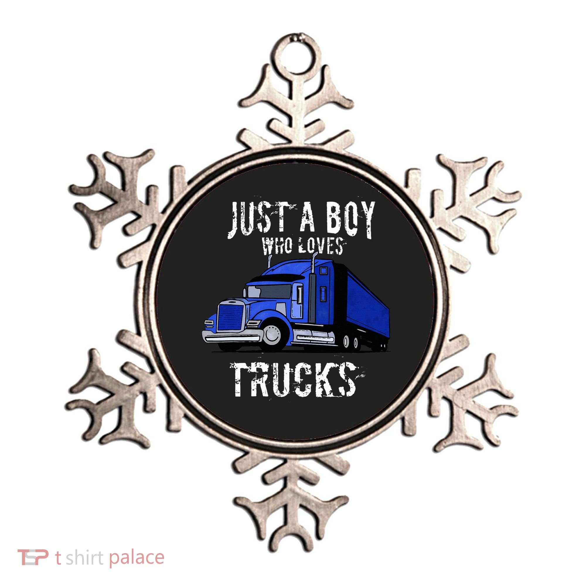 Semi Truck Gift Just A Boy Who Loves Trucks Ornament