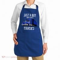 Semi Truck Gift Just A Boy Who Loves Trucks Apron thumb 2