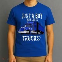 Semi Truck Gift Just A Boy Who Loves Trucks T-Shirt thumb 3